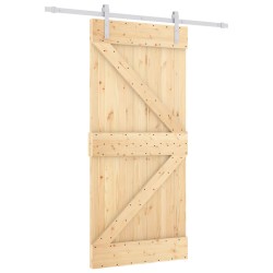 vidaXL Puerta corredera con herrajes madera maciza de pino 90x210 cm