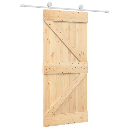 vidaXL Puerta corredera con herrajes madera maciza de pino 90x210 cm
