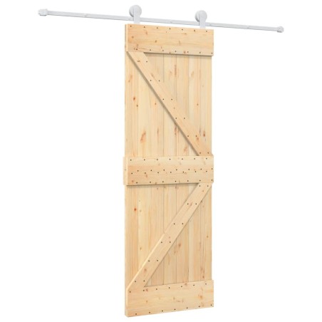 vidaXL Puerta corredera con herrajes madera maciza de pino 70x210 cm