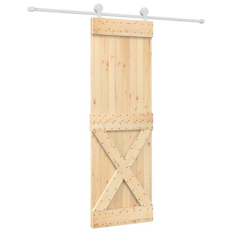 vidaXL Puerta corredera con herrajes madera maciza de pino 70x210 cm