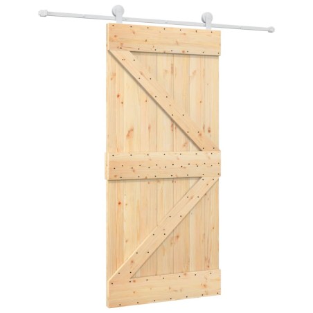 vidaXL Puerta corredera con herrajes madera maciza de pino 95x210 cm