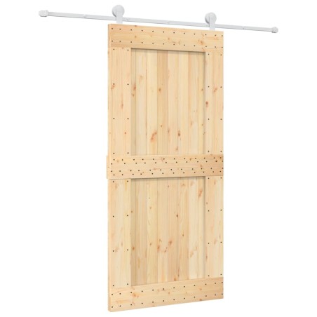 vidaXL Puerta corredera con herrajes madera maciza de pino 95x210 cm