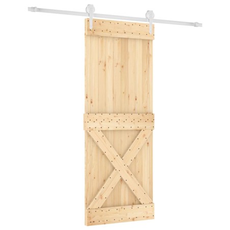 vidaXL Puerta corredera con herrajes madera maciza de pino 90x210 cm
