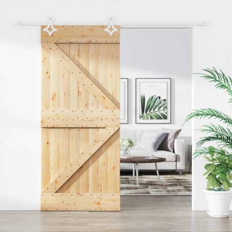 vidaXL Puerta corredera con herrajes madera maciza de pino 90x210 cm