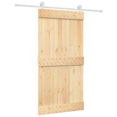 vidaXL Puerta corredera con herrajes madera maciza de pino 100x210 cm