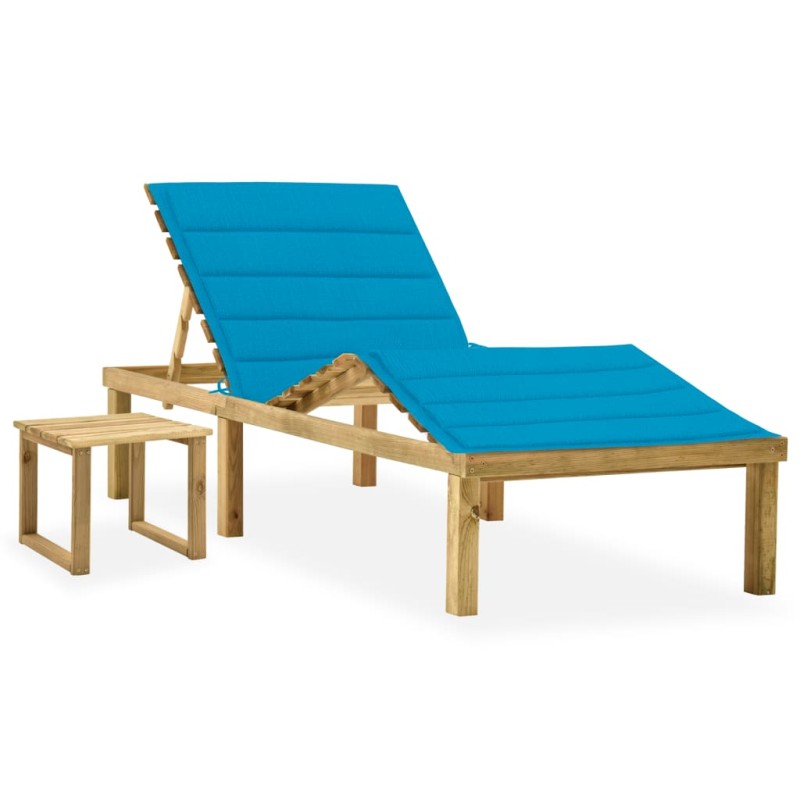 vidaXL Tumbona de jardín con mesa y cojín de madera de pino impregnada vidaXL Tumbona de jardín con mesa y cojín de madera de pino impregnada