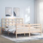 vidaXL Estructura de cama de matrimonio con cabecero madera maciza vidaXL Estructura de cama de matrimonio con cabecero madera maciza