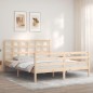 vidaXL Estructura de cama de matrimonio con cabecero madera maciza vidaXL Estructura de cama de matrimonio con cabecero madera maciza