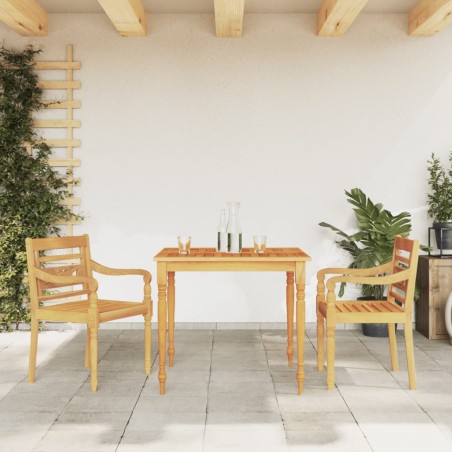 vidaXL Juego de comedor para jardín 3 pzas madera maciza de teca