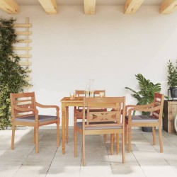 vidaXL Juego comedor de jardín 5 pzas cojines gris oscuro madera teca