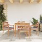 vidaXL Juego comedor de jardín 5 pzas cojines gris oscuro madera teca vidaXL Juego comedor de jardín 5 pzas cojines gris oscuro madera teca
