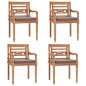 vidaXL Juego comedor de jardín 5 pzas cojines gris oscuro madera teca vidaXL Juego comedor de jardín 5 pzas cojines gris oscuro madera teca