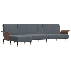 vidaXL Sofá cama en forma de L terciopelo gris oscuro 279x140x70 cm