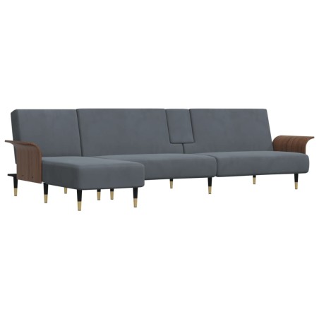 vidaXL Sofá cama en forma de L terciopelo gris oscuro 279x140x70 cm