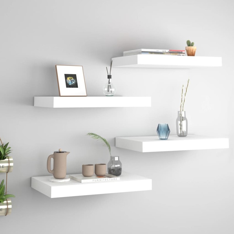 vidaXL Estantes flotantes de pared 4 uds MDF blanco 40x23x3,8 cm