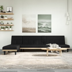 vidaXL Sofá cama en forma de L tela negro 255x140x70 cm