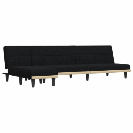 vidaXL Sofá cama en forma de L tela negro 255x140x70 cm