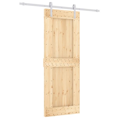 vidaXL Puerta corredera con herrajes madera maciza de pino 80x210 cm