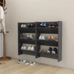 vidaXL Zapateros de pared 2 uds madera contrachapada gris 60x18x90 cm