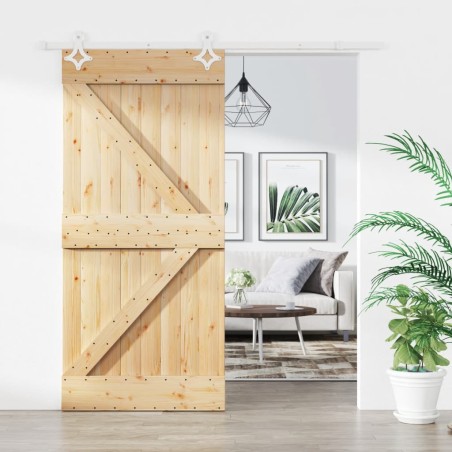 vidaXL Puerta corredera con herrajes madera maciza de pino 95x210 cm