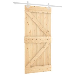 vidaXL Puerta corredera con herrajes madera maciza de pino 95x210 cm