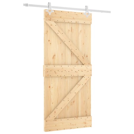 vidaXL Puerta corredera con herrajes madera maciza de pino 95x210 cm
