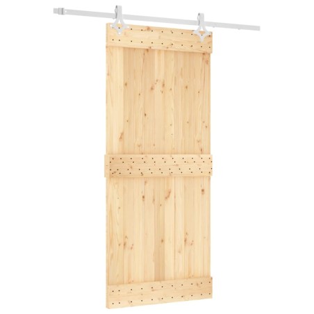 vidaXL Puerta corredera con herrajes madera maciza de pino 90x210 cm