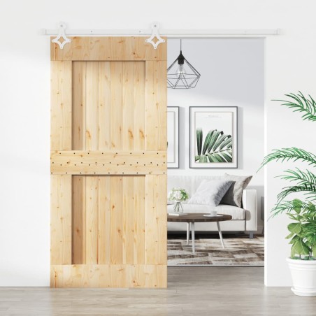 vidaXL Puerta corredera con herrajes madera maciza de pino 95x210 cm