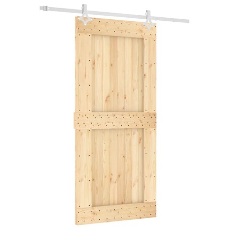 vidaXL Puerta corredera con herrajes madera maciza de pino 95x210 cm