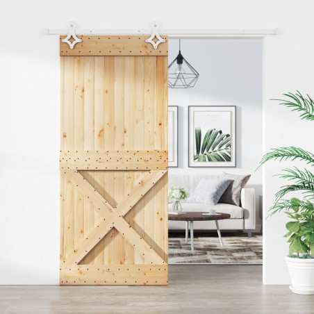 vidaXL Puerta corredera con herrajes madera maciza de pino 90x210 cm