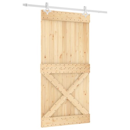 vidaXL Puerta corredera con herrajes madera maciza de pino 100x210 cm