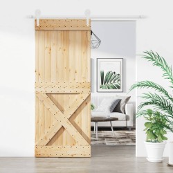 vidaXL Puerta corredera con herrajes madera maciza de pino 85x210 cm