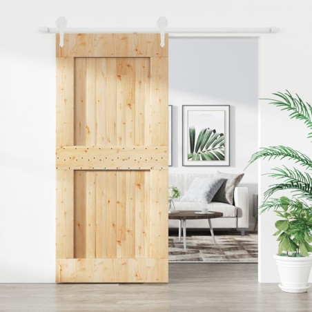 vidaXL Puerta corredera con herrajes madera maciza de pino 100x210 cm