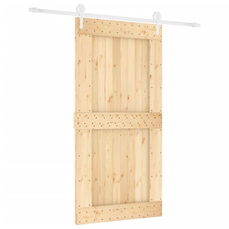 vidaXL Puerta corredera con herrajes madera maciza de pino 100x210 cm