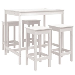 vidaXL Set de mesa y taburetes altos jardín 5 pzas madera pino blanco