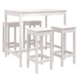 vidaXL Set de mesa y taburetes altos jardín 5 pzas madera pino blanco