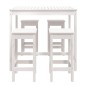 vidaXL Set de mesa y taburetes altos jardín 5 pzas madera pino blanco