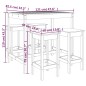 vidaXL Set de mesa y taburetes altos jardín 5 pzas madera pino blanco
