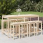 vidaXL Mesa y taburetes altos jardín 9 piezas madera maciza de pino vidaXL Mesa y taburetes altos jardín 9 piezas madera maciza de pino