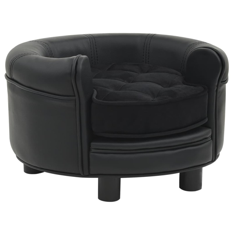 vidaXL Sofá para perros felpa y cuero sintético negro 48x48x32 cm vidaXL Sofá para perros felpa y cuero sintético negro 48x48x32 cm