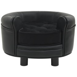 vidaXL Sofá para perros felpa y cuero sintético negro 48x48x32 cm 