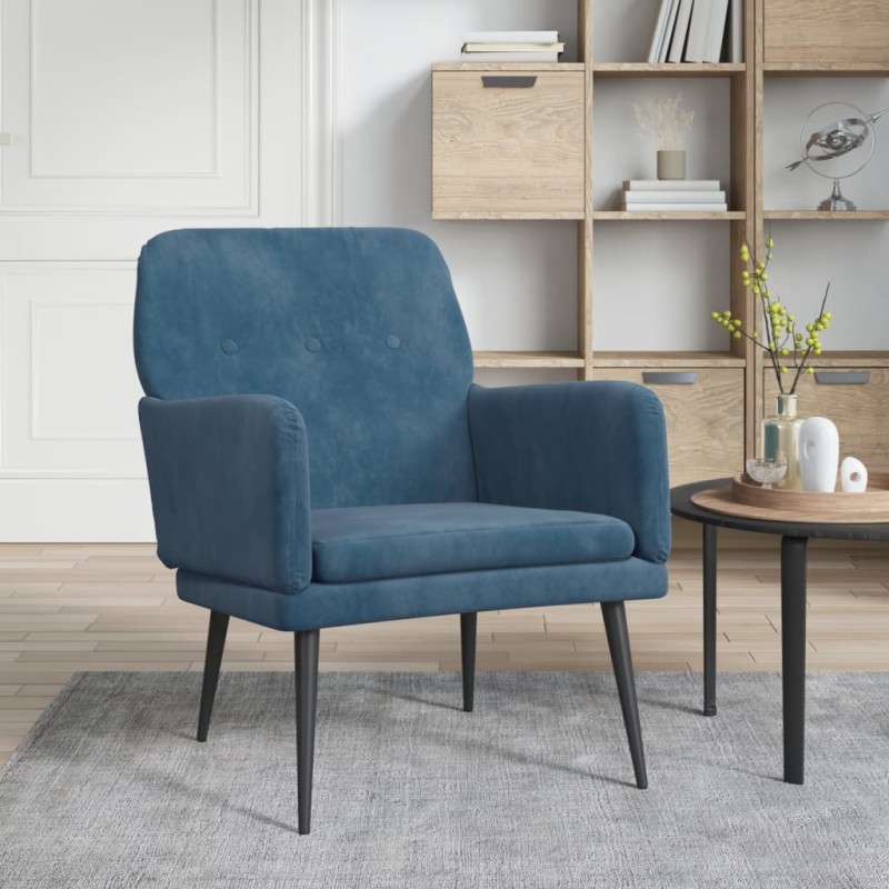 vidaXL Sillón de terciopelo azul 62x79x79 cm vidaXL Sillón de terciopelo azul 62x79x79 cm