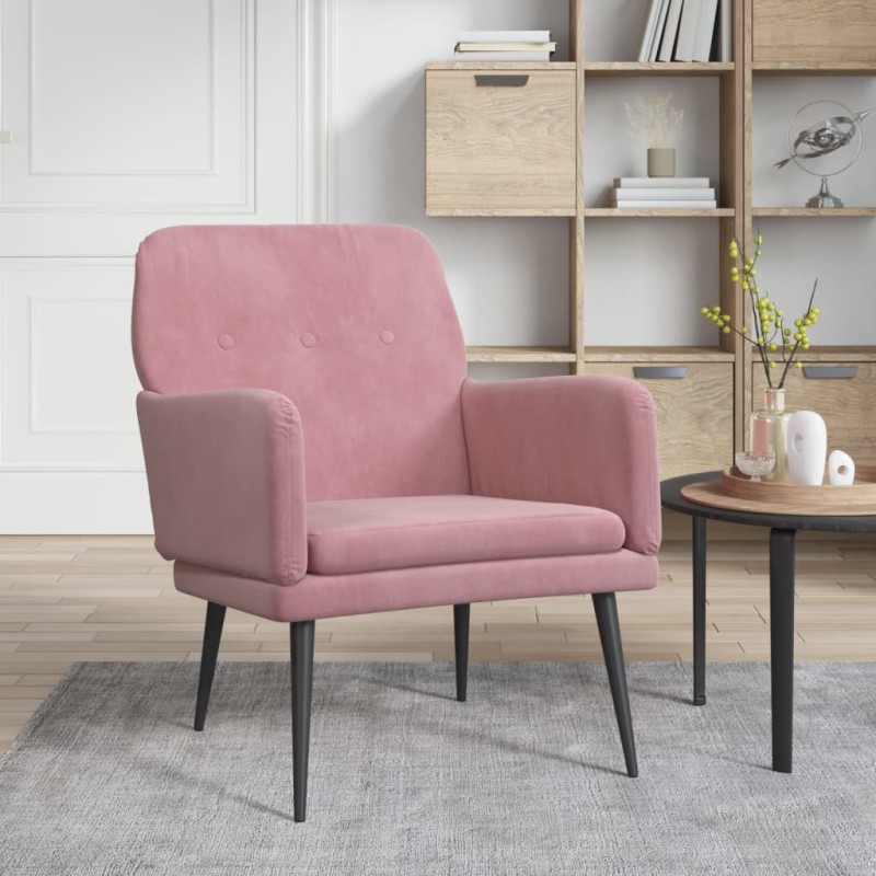 vidaXL Sillón de terciopelo rosa 62x79x79 cm vidaXL Sillón de terciopelo rosa 62x79x79 cm