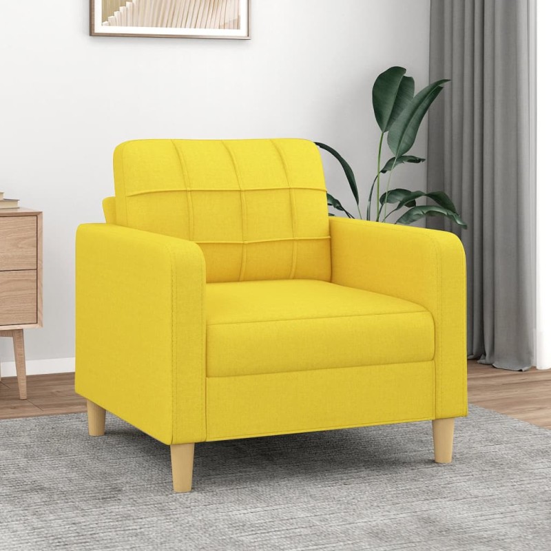 vidaXL Sillón de tela amarillo claro 60 cm vidaXL Sillón de tela amarillo claro 60 cm