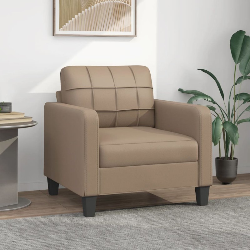 vidaXL Sillón cuero sintético color capuchino 60 cm vidaXL Sillón cuero sintético color capuchino 60 cm