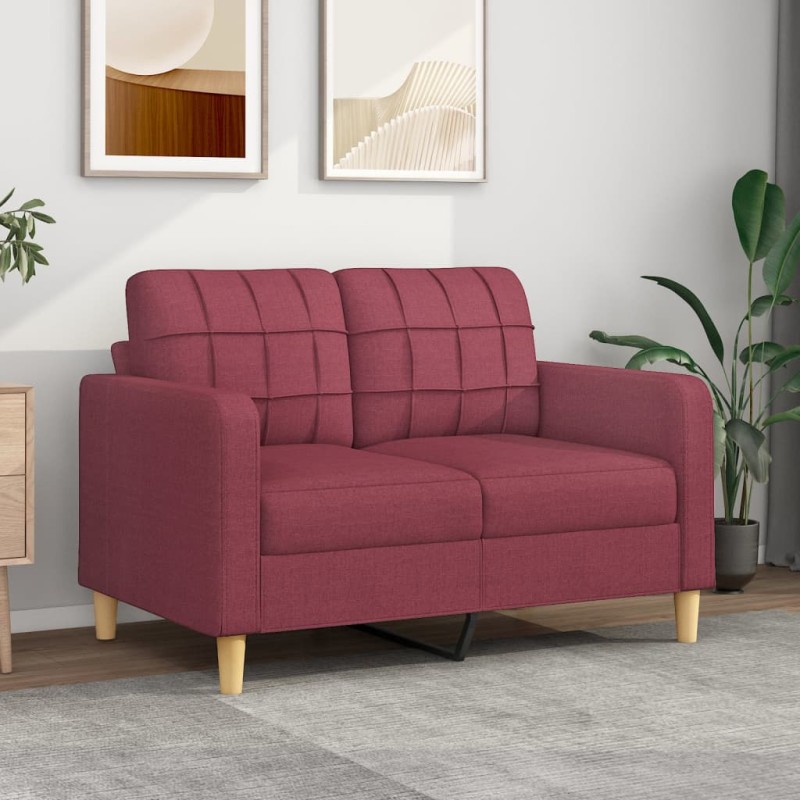 vidaXL Sofá de 2 plazas de tela rojo tinto 120 cm vidaXL Sofá de 2 plazas de tela rojo tinto 120 cm