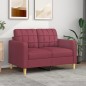 vidaXL Sofá de 2 plazas de tela rojo tinto 120 cm vidaXL Sofá de 2 plazas de tela rojo tinto 120 cm