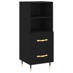 vidaXL Aparador de madera contrachapada negro 34,5x34x90 cm