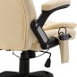 vidaXL Silla de oficina de masaje de cuero sintético color crema vidaXL Silla de oficina de masaje de cuero sintético color crema