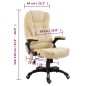vidaXL Silla de oficina de masaje de cuero sintético color crema vidaXL Silla de oficina de masaje de cuero sintético color crema